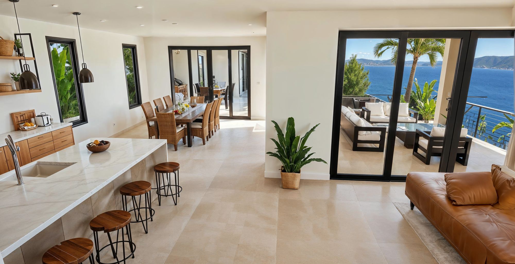 Rendering of the open kitchen and dining area